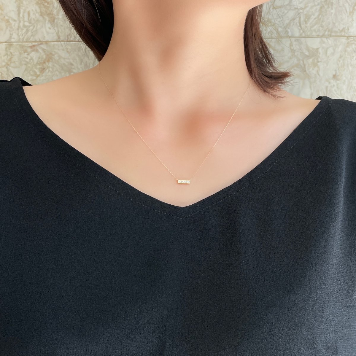 ダイヤモンドＶデザインネックレス 40cm K18YG K18 V字ダイヤモンドネックレス | jewelryway