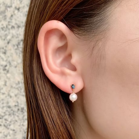 K10YGアコヤパール・ロンドンブルートパーズピアス 111708070013