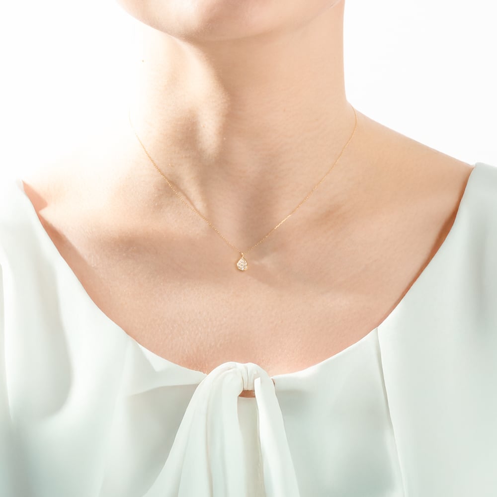 VERITE K10PGドロップ型 ダイヤモンドネックレス K10YGダイヤモンドネックレス | VERITEOnline-Shop
