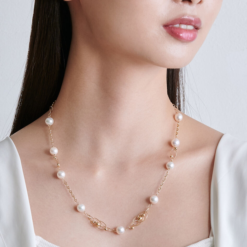 K18ルビー ダイヤモンドリングとK18YGパールネックレス K18YG光華パール ネックレス | VERITEOnline-Shop