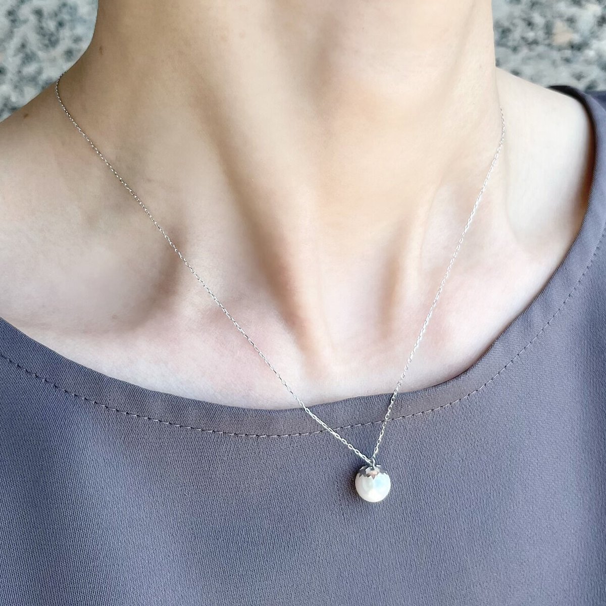 K10WG あこやパール ホワイトサファイア ペンダントトップ K10WG あこやパール ホワイトサファイア ペンダントトップ