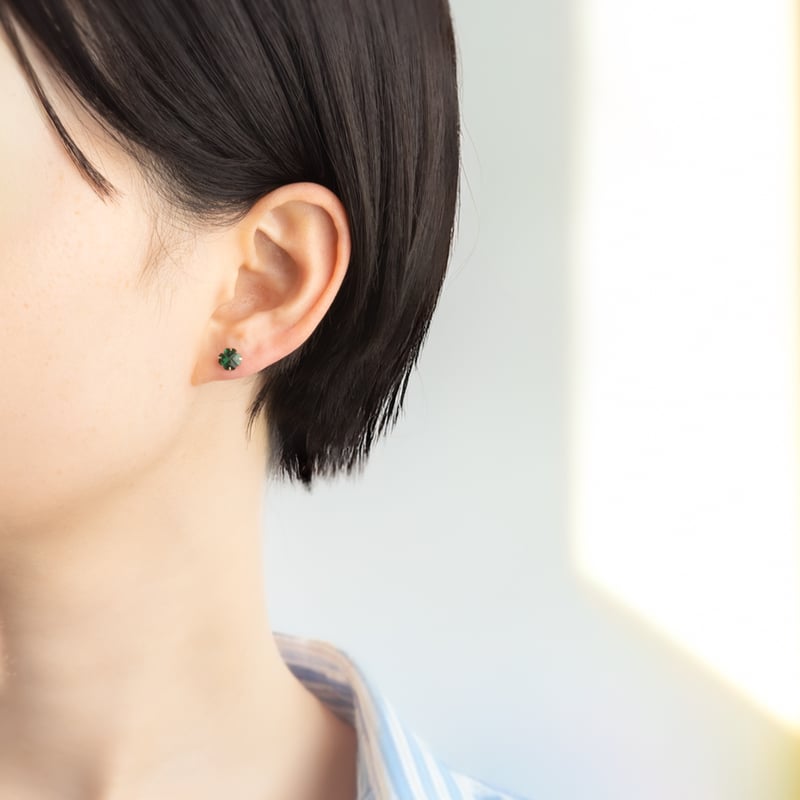 K10YG グリーンクォーツ ピアス（クローバー） 130508060546 | VERITE