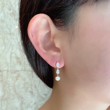 K10YG アコヤパール / キュービック ピアス 130508070074