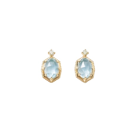 QIREINI K10YG ダイヤモンド／スカイブルートパーズ ピアス 101708010081