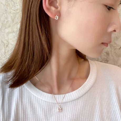 K18PGモルガナイト／ダイヤモンド ピアス 118208020068