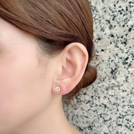 K10YG シトリン / キュービックジルコニア ピアス 130508060475
