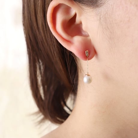 K10YG アコヤパール／ダイヤモンド ピアス 113808070017