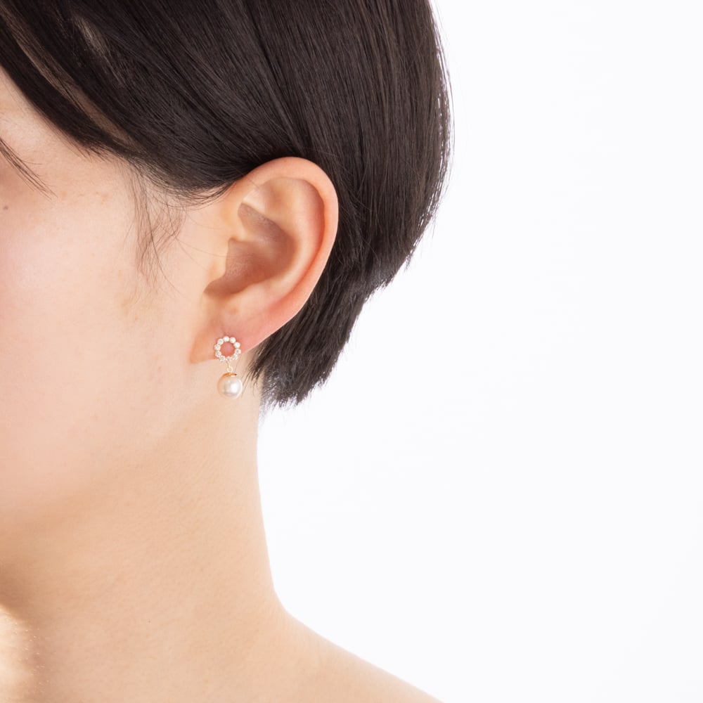 K10YG アコヤパール / キュービックジルコニア ピアス 130508070099 | V