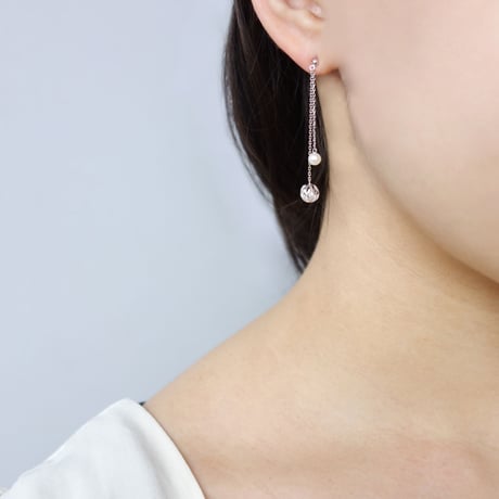 K10WG 淡水パール／キュービックジルコニア ピアス 101708060936
