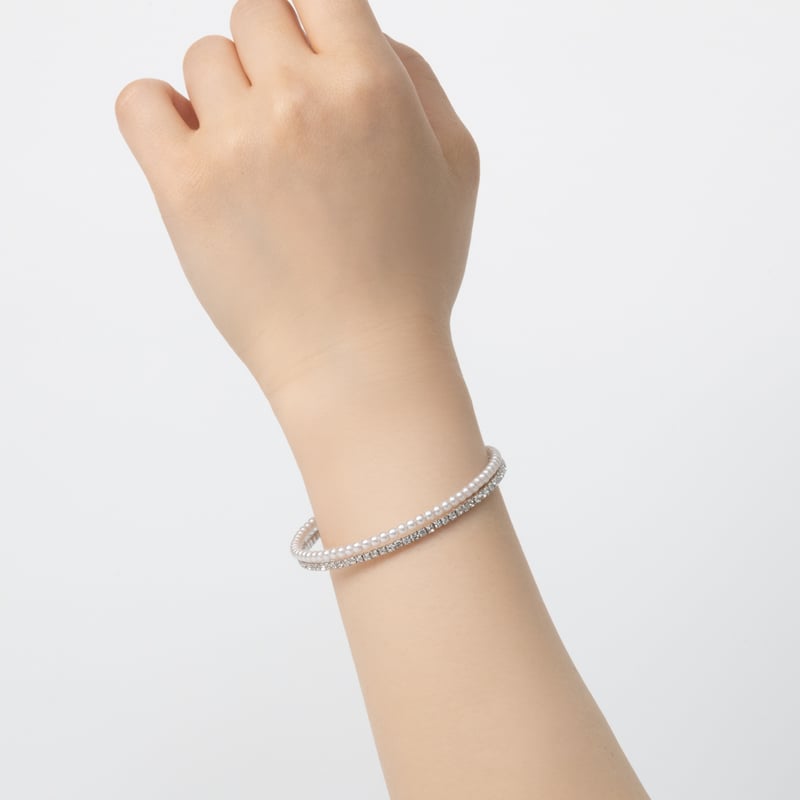 プラスチックパール ビジューブレスレット (シルバーカラー