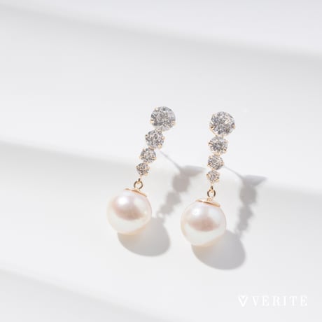 K10YG アコヤパール / キュービックジルコニア ピアス 130508070100