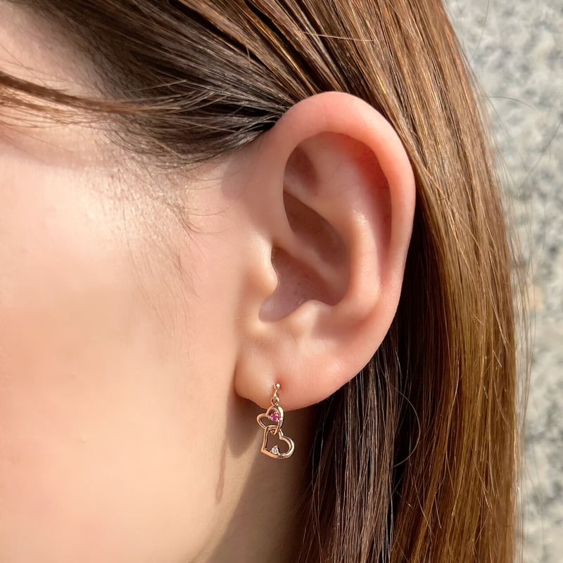 4℃ k10ピアス　 ダイヤモンド　ピンクサファイア K10ピンクサファイア×ダイヤモンド ヘイローピアス – bijou cherie