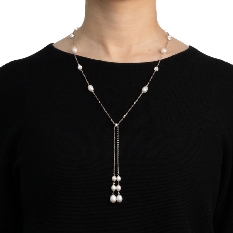 淡水パール パヴェボール ラリエット ネックレス | VERITEOnline