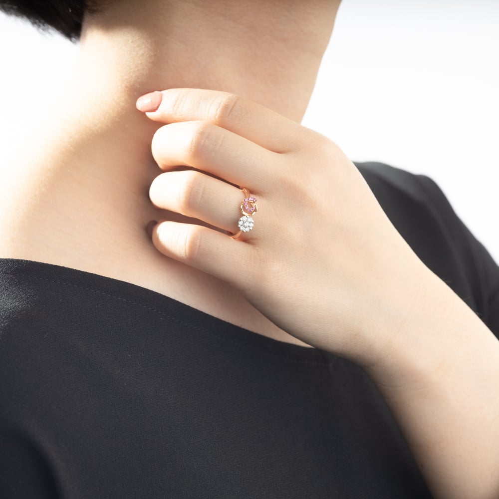 K18PG ダイヤモンド / ピンクサファイア リング 114640050451 | VERI