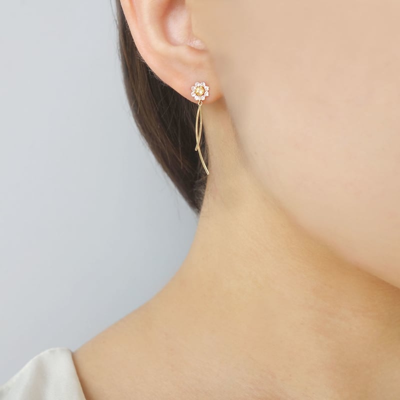 K10YG シトリン／ホワイトトパーズピアス | VERITEOnline-Shop  