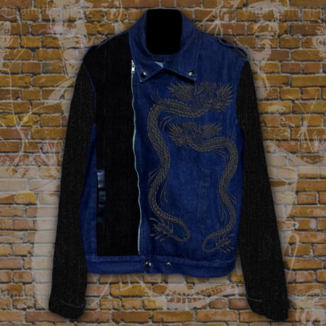 DOUBLE DRAGON -Embroidered Denim Jacket-
