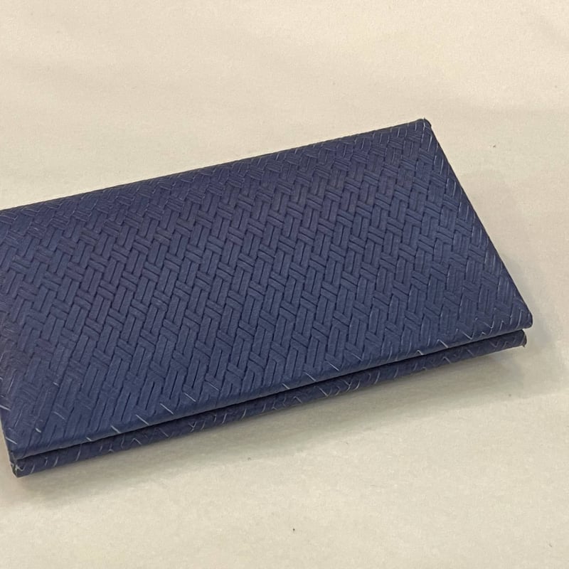古布型染　長財布　ハンドメイド　藍染 希少なKAWAORIGAMI本藍染め長札入れ | 太陽光発電で二酸化炭素を