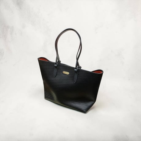 網代編みグレイントートバッグインナーオレンジバージョン1点もの