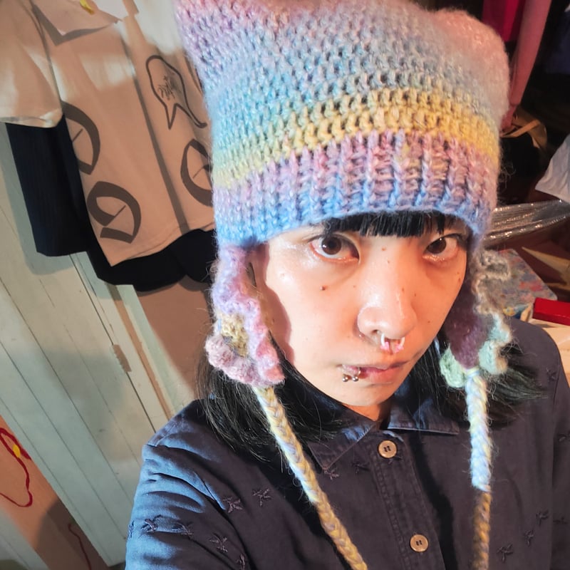 696JUNKIE〛パステル・ネコ耳ニットキャップ | 696