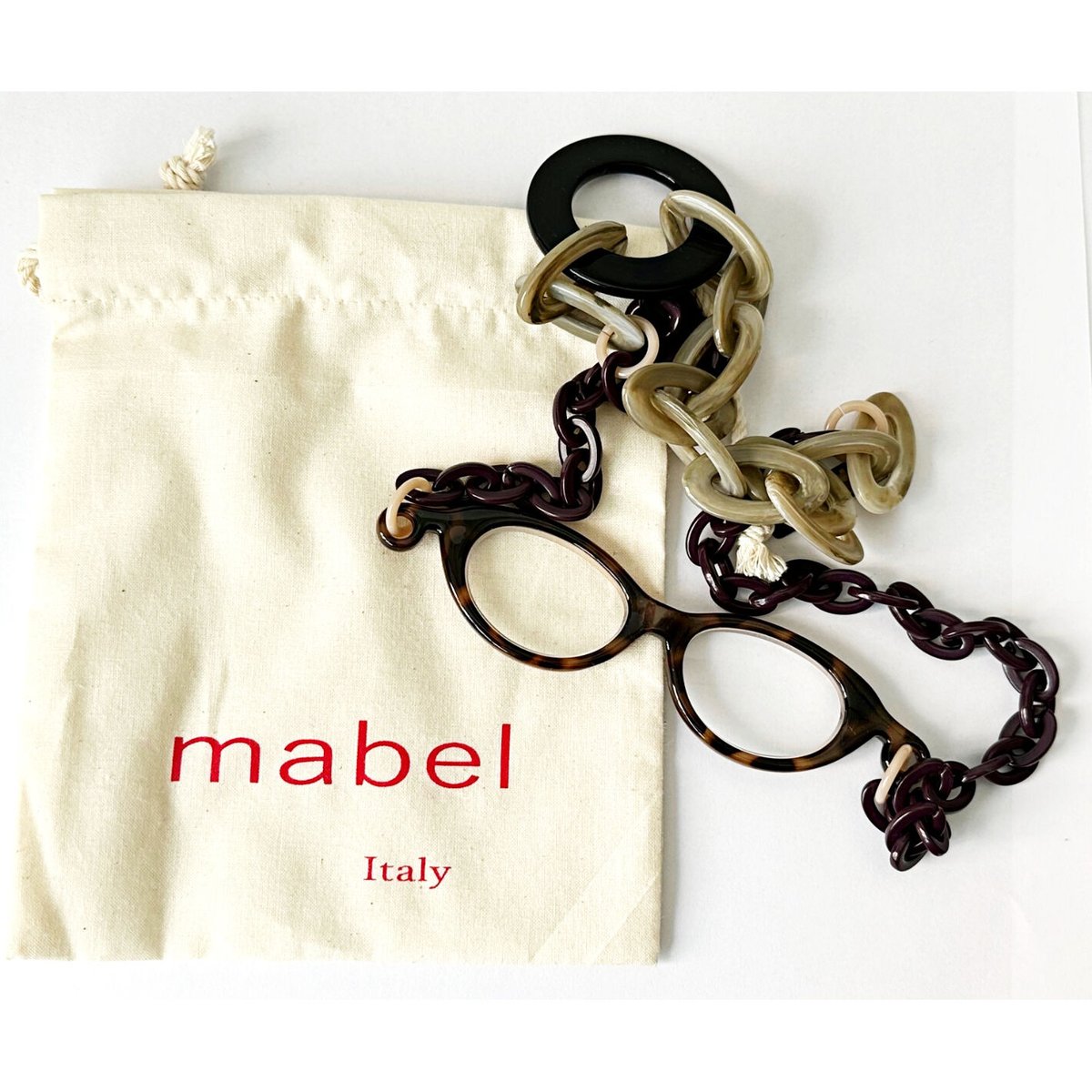 【定番】ダニエラグレンジスルーペネックレス ベッコウ柄 mabel (マベル）ルーペネックレス LP007 イタリア製 | AGE VERT SHOP