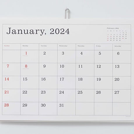 葛西薫カレンダー 2024 罫線あり