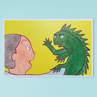 春風亭一之輔サイン＆コメント入り　「こっせつくん」　得地直美ジークレープリント　イグアナ