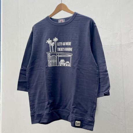 【メンズ】u.m.i sunrise ( ユーエムアイサンライズ) スラブ ７分袖Tシャツ LET’S GO　Y-1087A
