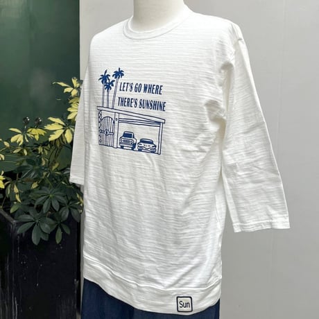 【メンズ】u.m.i sunrise ( ユーエムアイサンライズ) スラブ ７分袖Tシャツ LET’S GO　Y-1087A