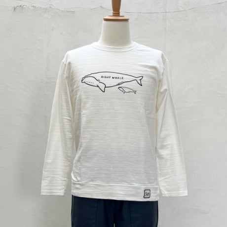 【メンズ】u.m.i sunrise ( ユーエムアイサンライズ) スラブ生地　長袖　ベーシックTシャツ　クジラの親子 　Y-1050LST