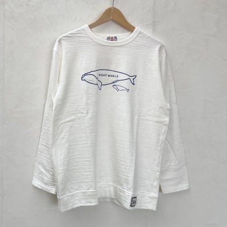 【メンズ】u.m.i sunrise ( ユーエムアイサンライズ) スラブ生地　長袖　ベーシックTシャツ　クジラの親子 　Y-1050LST