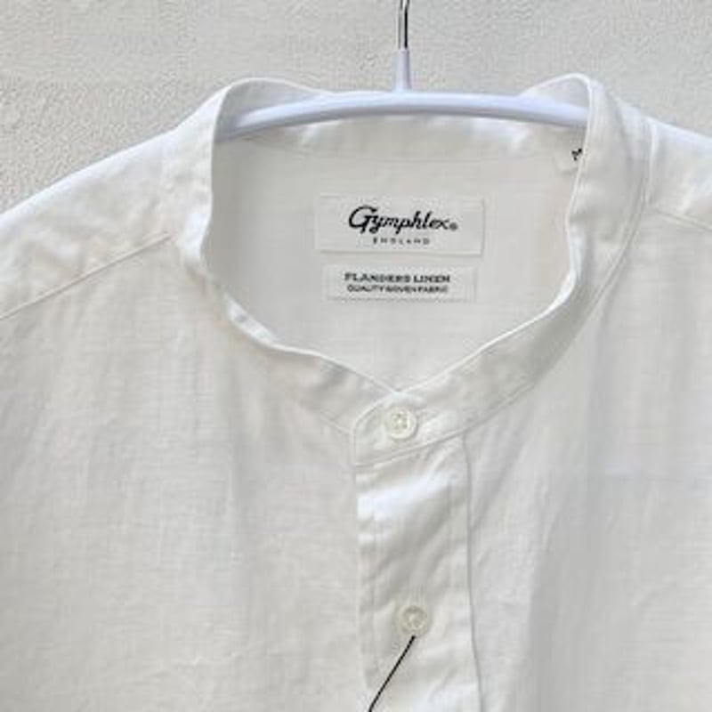 メンズ】Gymphlex（ジムフレックス）リネン 長袖 バンドカラーシャツ J 