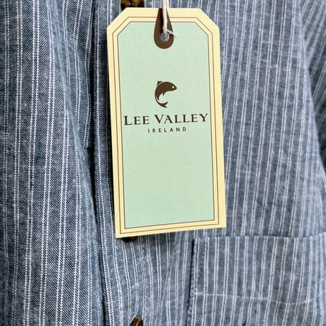 【メンズ】LEE VALLEY（リーバレー）グランドファーザーシャツ  ストライプ ブルー　長袖 スタンドカラー　VR25