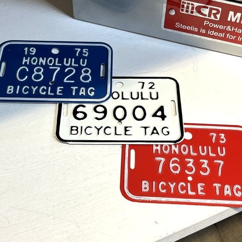 ハワイの自転車用ナンバープレート 70s Hawaii bicycle tag