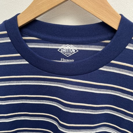 【メンズ】DANTON(ダントン）ポケット付　半袖Tシャツ　マルチボーダー ネイビー系　ベージュ系  DT-C0402TCB