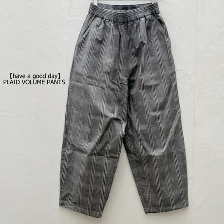 【have a good day】PLAID VOLUME PANTS HGD-348CH/ハブアグッデイ チェック柄ボリュームパンツ