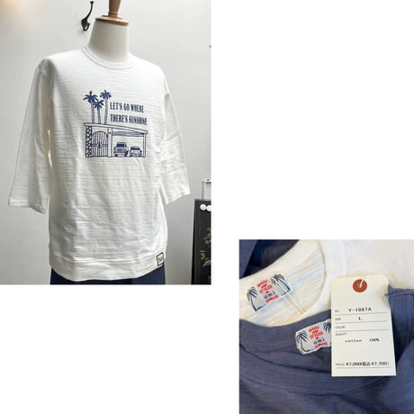 【メンズ】u.m.i sunrise ( ユーエムアイサンライズ) スラブ ７分袖Tシャツ LET’S GO　Y-1087A