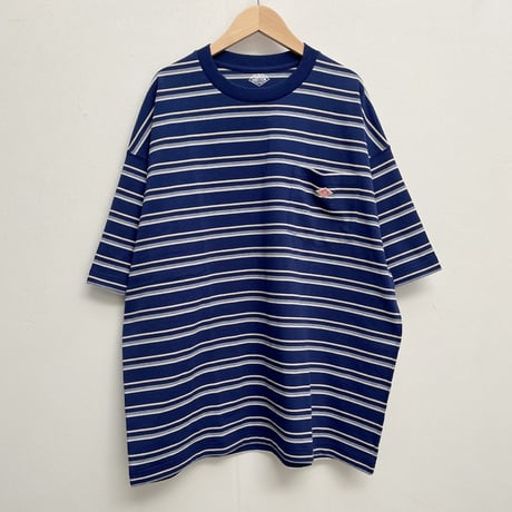 【メンズ】DANTON(ダントン）ポケット付　半袖Tシャツ　マルチボーダー ネイビー系　ベージュ系  DT-C0402TCB