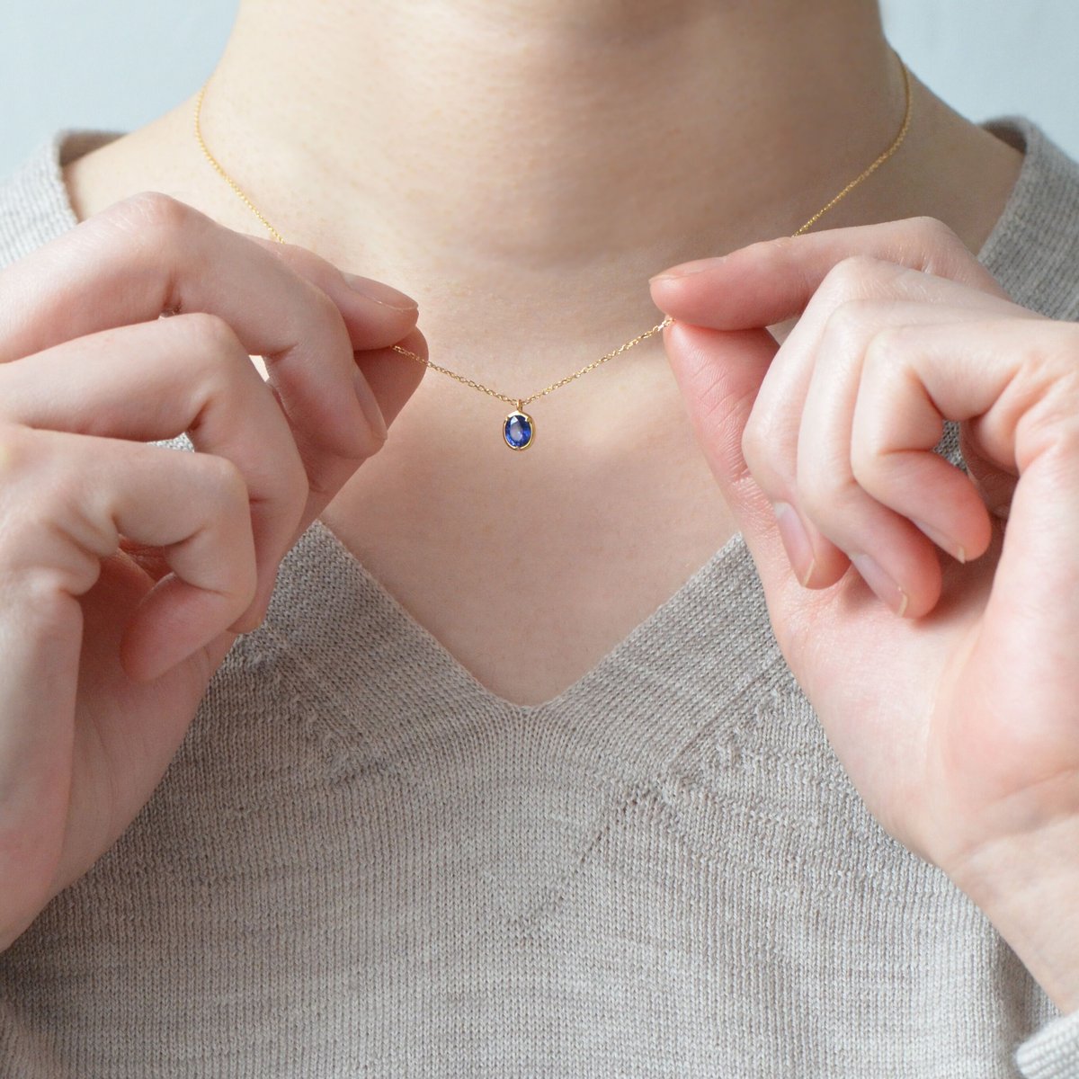 サファイアネックレス・青色|K18YG|SAN-005 | KAZOKU JEWELLERY サファイアネックレス・青色|K18YG|SAN-005 | KAZOKU JEWELLERY