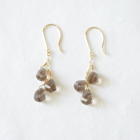 スモーキークォーツのピアス｜K10YG｜SNP-186SQ-F