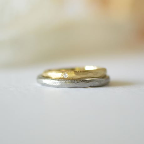 手作り結婚指輪シンプル｜お客様オーダー例｜K18YG #7.5号｜チタン #14.5｜＊お問合せください＊