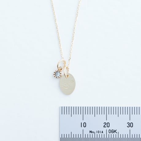 ニコマークオーバル型ネックレス｜アクアマリン｜K10YG｜KATACHI-NEC-D + iro-Aquamarine