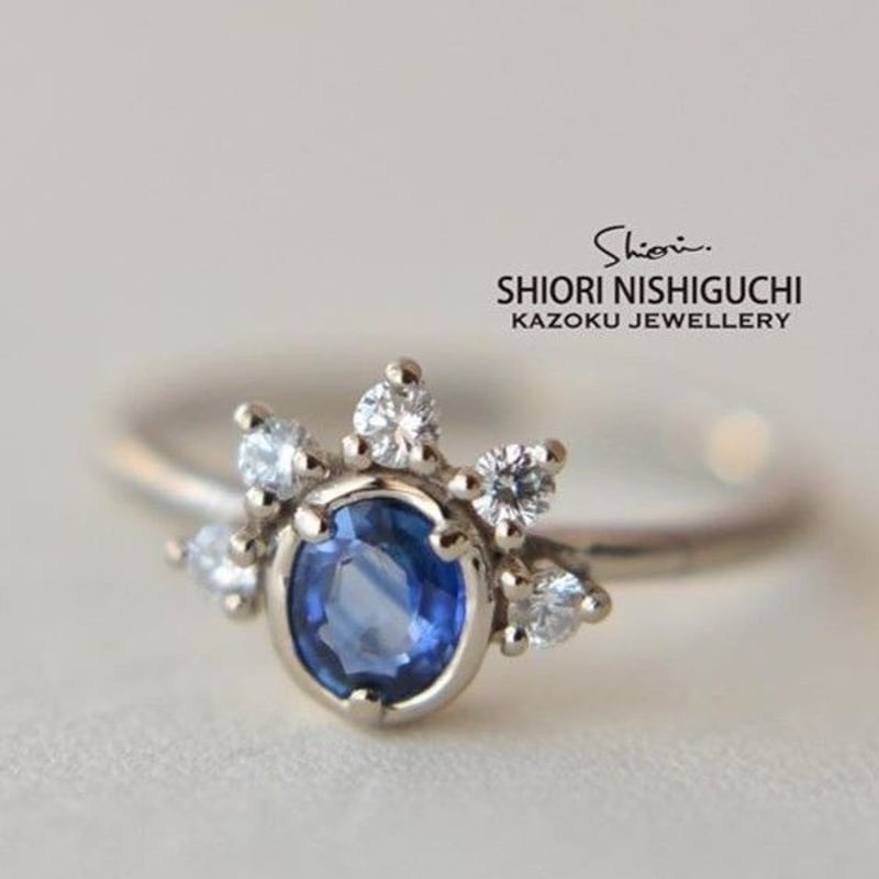華やか王冠リング｜婚約指輪にも｜ブルーサファイア・ダイヤモンド