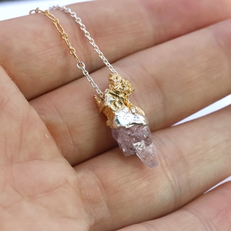 "roca necklace gold" クォーツwithレピドライト