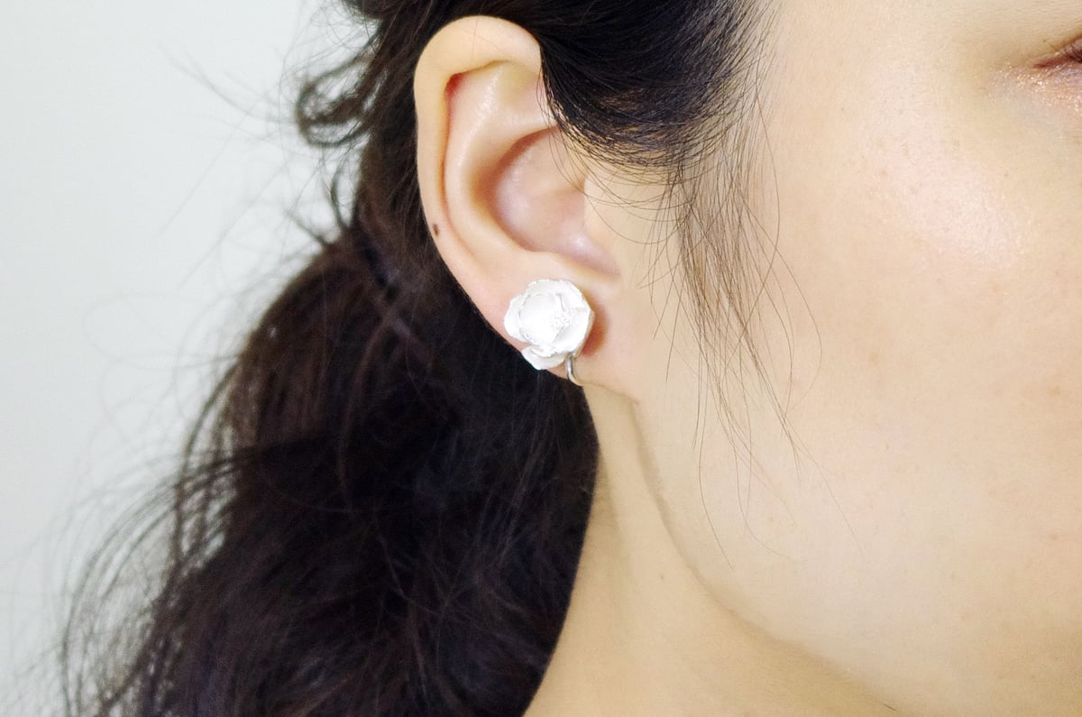 silver moon earring