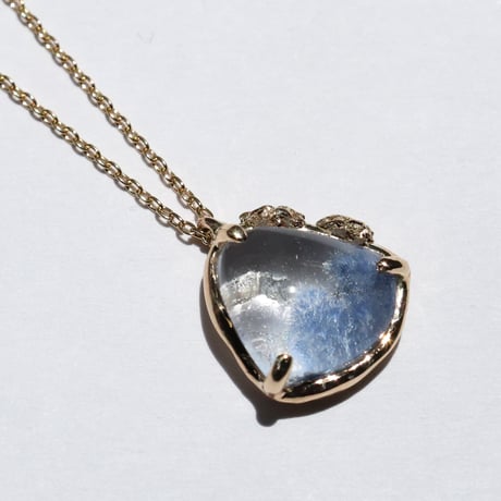 moss necklace デュモルティエライト+クォーツインクォーツ