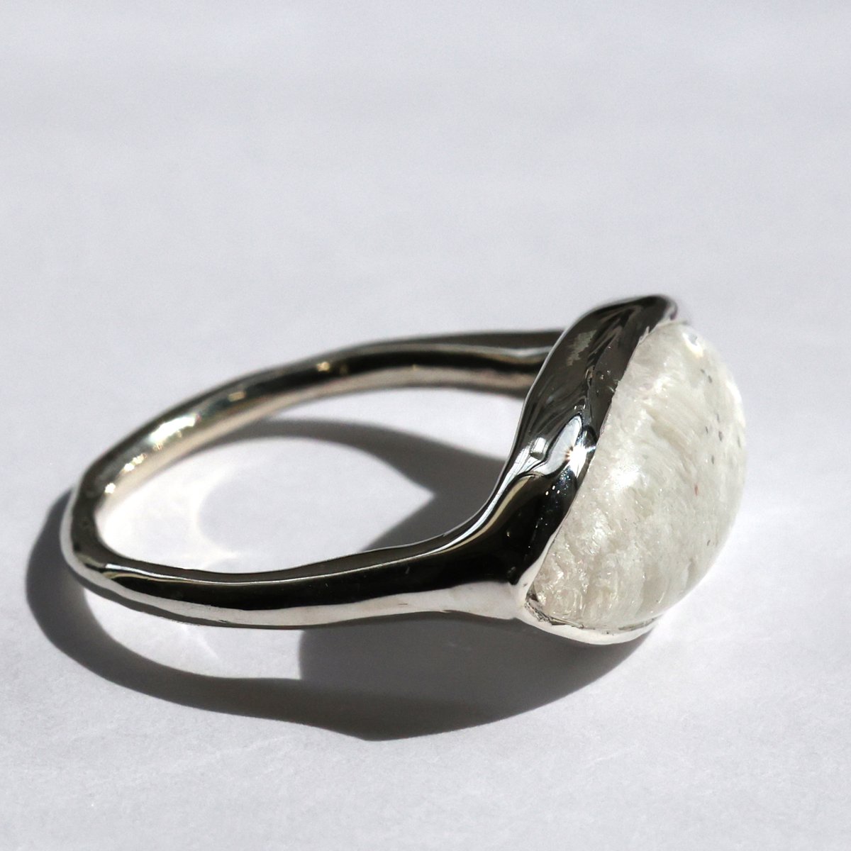 天然石リング ガーデンクォーツ ホワイト 14mm ピラミッド景色 SV925