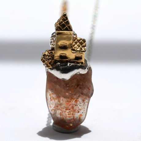 "roca necklace gold" レインボーラティスサンストーン