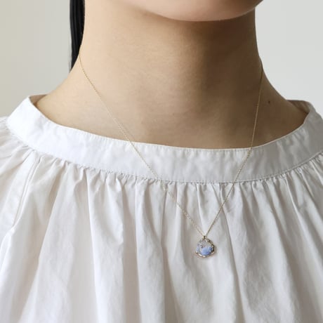 moss necklace デュモルティエライト+クォーツインクォーツ