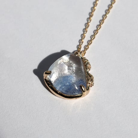moss necklace デュモルティエライト+クォーツインクォーツ