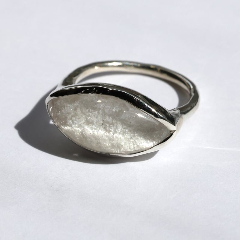 天然石リング　ホワイトガーデンクォーツ　高透明　ホワイト　SV925刻印 天然石リング ホワイトガーデンクォーツ 高透明 ホワイト SV925刻印